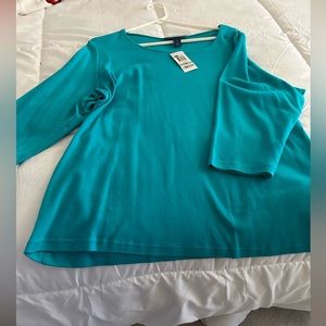 TEAL SCOOPED NECK 100% COTTON TOP SIZE 1X